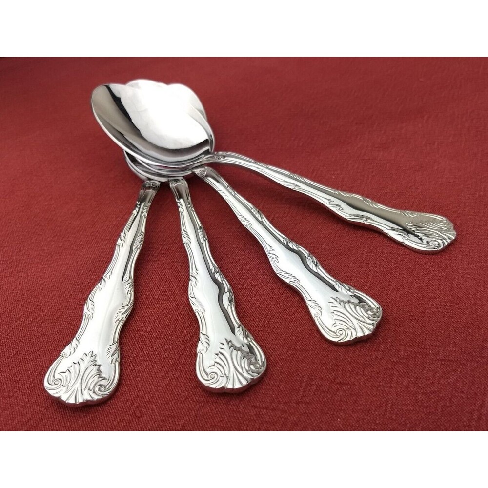 Reed & Barton VICTORIA SOUP PLACE SPOONS 18/10 Stainless Steel Flatware Lot of 4